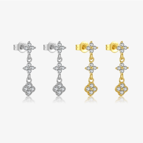Elegante 925 Sterlingsilber Blumen Ohrhänger Mit Strass Geometrische Blumen Ohrringe Für Damen Mode Schmuck