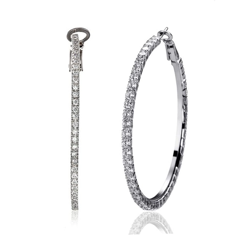 Fashion Sparkly Rhinestone Large Hoop Earrings Copper Silver Gold Plated Big Circle Earring For Women Party Jewelry Gift