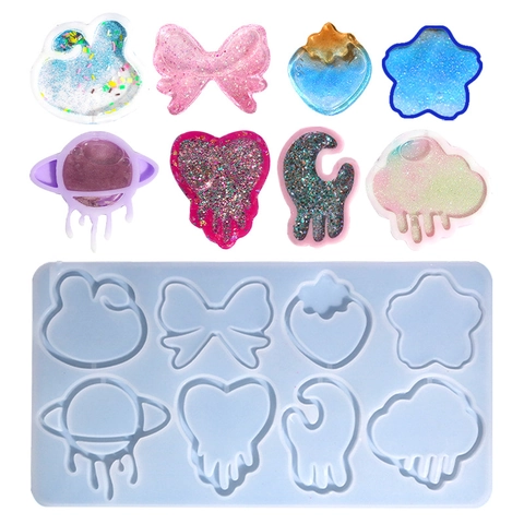 Molde Silicona Arenas Movedizas Planeta Estrella Nube Para DIY Joyería Resina Llavero Shaker Artesanía Multi Forma