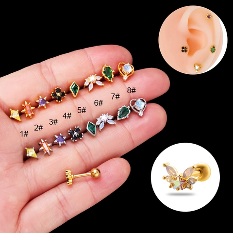 Orecchini A Lobo In Acciaio Inossidabile Con Zirconi Colorati Gioielli Da Piercing Per Donna Moda