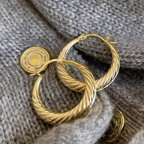 925 Sterling Silver Twisted Hoop Earrings Minimalist Rope Wave Design Elegant Jewelry For Women Gold Plated High Polish