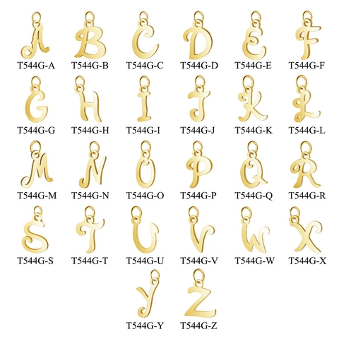 Alphabet Letter Pendant Stainless Steel Gold Plated Hollow Out Script Charms For DIY Jewelry Making Necklaces