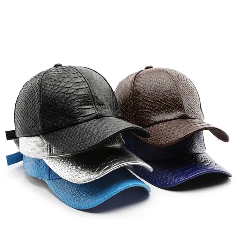 Faux Leather Baseball Cap Crocodile Snake Pattern Curved Brim Adjustable Metal Buckle Outdoor Sun Hat For Men Women