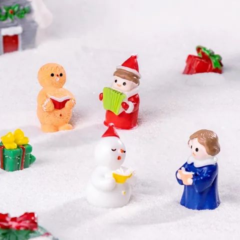 Miniatur Weihnachten Chor Ornamente Harz Schneemann Lebkuchenmann Mikro Landschaft DIY Zubehör Desktop Dekoration Cartoon