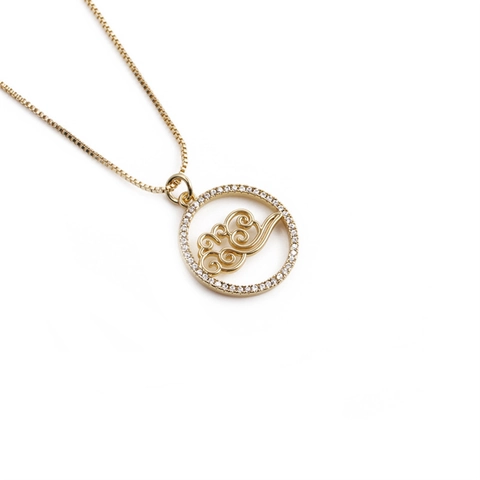 Elegante Wolken Anhänger Halskette Kupfer Vergoldet Rund Rahmen Mikro Eingelegt Zirkon Box Kette Schmuck Für Frauen