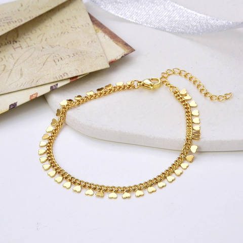 Bracciale con Ciondolo a Croce a Cuore a Stella in Rame Placcato Oro per Donna Gioielli a Catena Regolabile Minimalisti Squisiti