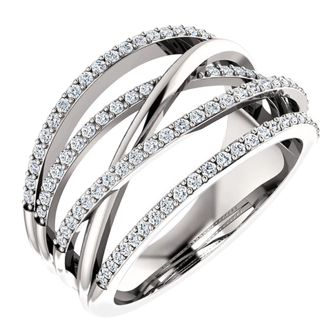 Crossover Ring Copper Micro Pave Black White Cubic Zirconia Intertwined Multi Layer Twisted Jewelry For Women