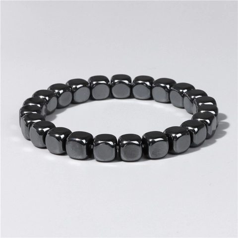 Hematite Magnetic Bead Bracelet Stainless Steel Elastic Rope Retro Business Jewelry For Men Women Vintage Geometric