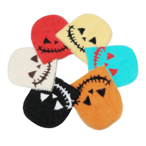 Halloween Strickmütze Beanie Flauschiges Nerzimitat Kürbis Totenkopf Gesicht Warm Winter Kostüm Damen Herren