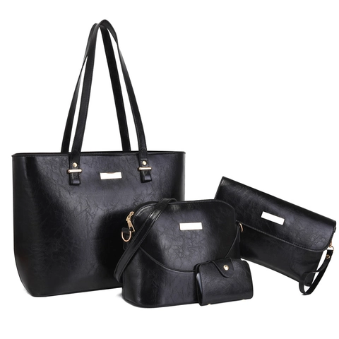 Moda Bolso de Mano de Cuero PU Bolso Compuesto Juego A Juego Color Sólido Hombro Bandolera Bolsa Cartera Para Mujeres