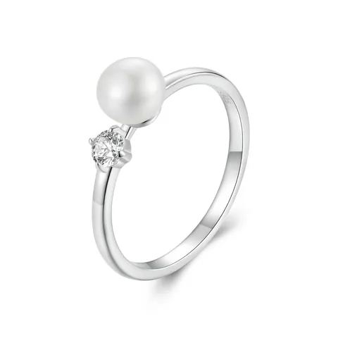 Elegante Natuurlijke Kunstparel Moissanite Ring 925 Sterling Zilver Witgoud Vergulde Luxe Sieraden Voor Dames