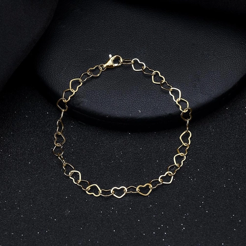 Hollow Heart Link Bracelet 925 Sterling Silver High Polish Fine Jewelry For Women Sweet Style