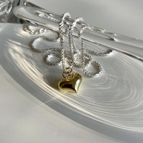 Collana Con Ciondolo A Cuore In Argento Sterling 925 Placcato Oro Stile Francese Minimalista Catena Testurizzata