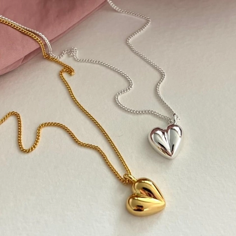 925 Sterling Silber Herz Anhänger Halskette Für Frauen Minimalistischer Eleganter Polierter Schmuck Ins Stil