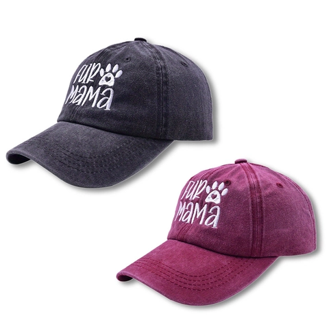 Gorra Béisbol Algodón Lavado Bordado Fur Mama Huella De Pata Vintage Distressed Dad Hat Ajustable Transpirable Sombrero Sol