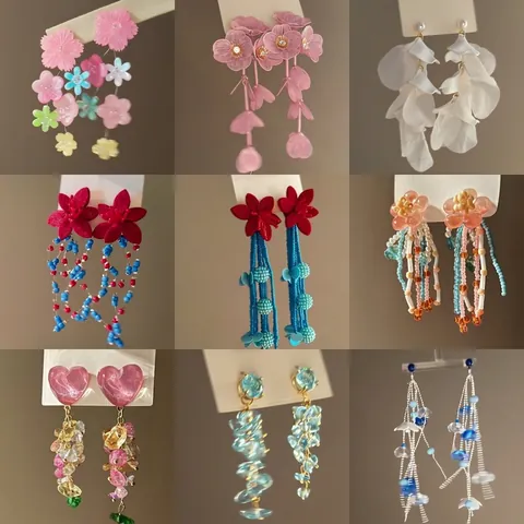 Orecchini A Fiore Con Nappe E Perno In Argento Sterling 925 Petalo In Resina Tessuto Perla Gioielli Di Moda Per Donna