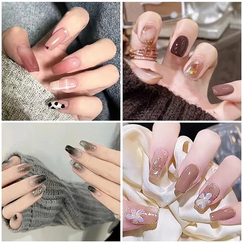Winter Snowflake Press On Nails French Style Glossy Artificial Nail Tips For Women DIY Manicure