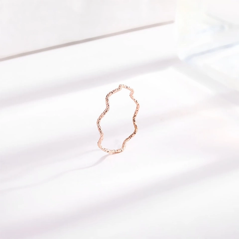 Minimalist Wave Ring Titanium Steel Irregular Hammered Texture Plain Band Elegant Finger Jewelry For Women