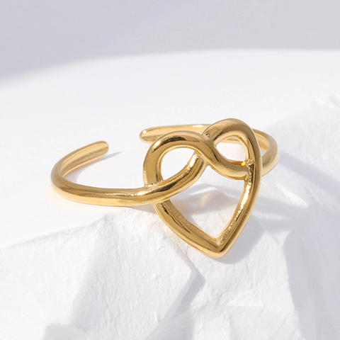 Anillo Ajustable De Nudo De Corazón Acero Inoxidable Pulido Diseño Infinito Joyería Minimalista Regalo Para Mujer