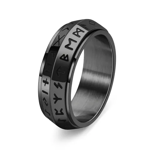 Vintage Viking Nordic Rune Spinner Ring For Men Women Titanium Steel Fidget Ring Retro Rotating Band Unisex Jewelry Gift
