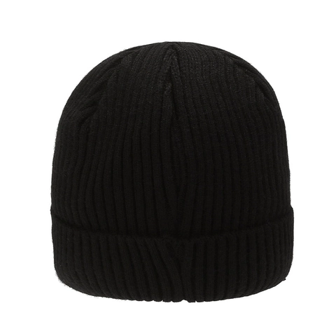 Bonnet En Tricot Beanie Côtelé Acrylique Chaud Doublé Peluche Extérieur Hiver Avec Patch En Cuir Pour Hommes Et Femmes
