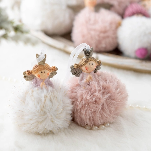 Simpatico Ciondolo di Peluche Angelo Elfo Ornamento Appeso per Albero di Natale Bambola di Pelliccia Sintetica per Decorazione Casa