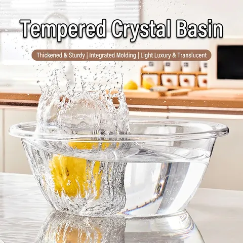 Lavabo In Plastica PET Ispessita Trasparente Vasca Rotonda Antibatterica Durevole Bagno Cocina Lavabo Multiuso