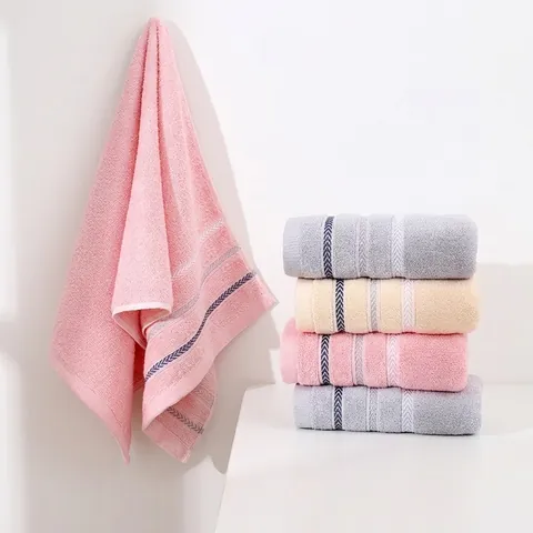 Pure Cotton Face Towel Absorbent Thickened Soft Textured Water Ripple Embroidery Home Bathroom Daily Use