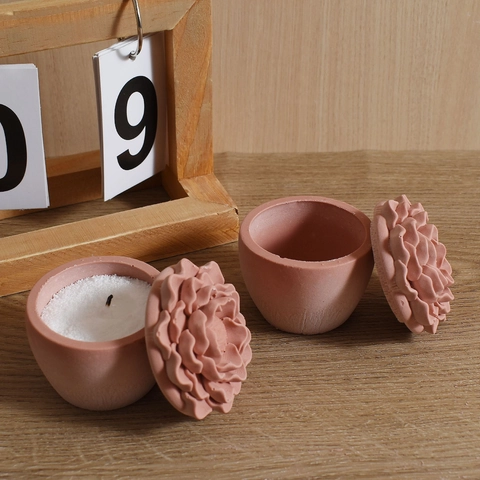 Silikonform Aufbewahrungsdose Blumenform Lotusdeckel DIY Aromatherapie Kerze Gips Handwerk Behälter