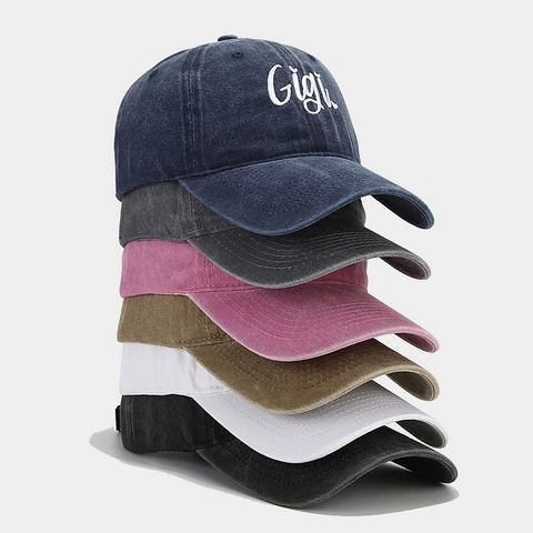 Gorra De Béisbol De Algodón Lavado Bordado De Letras Gigi Distressed Vintage Ajustable Para Hombres Mujeres
