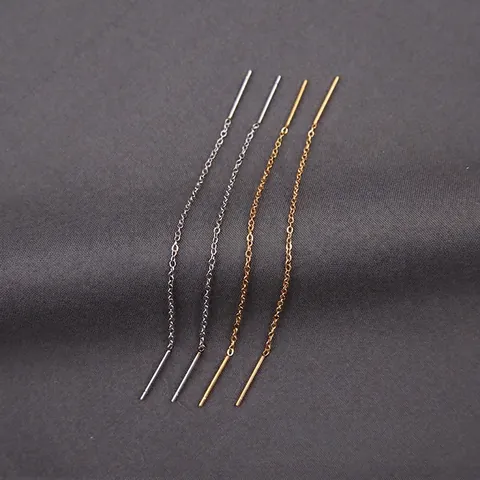 Pendientes De Cadena Larga De Borla De Acero Inoxidable Chapado En Oro De 18K Joyería Elegante Minimalista Para Mujer