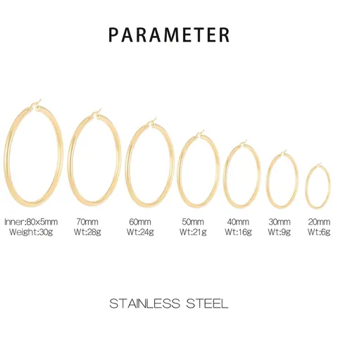 Hoop Ohrringe Edelstahl Hochglanzpoliert Gold Rund Für Damen Party Street Minimalistisch Mode Schmuck
