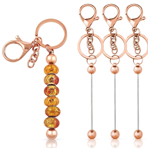 Beadable Keychain Metal Bar DIY Jewelry Making Accessory Lobster Clasp Colorful Craft Hanging Ornament For Bag Purse