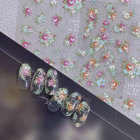 Retro Floral Nail Art Stickers And Press On Nails Japanese Style Flower Decals For Manicure Decoration Elegant Vintage Aesthetic Women Girls