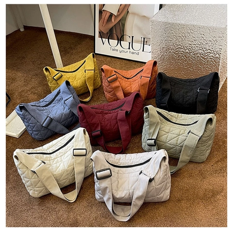 Borsa A Spalla Trapuntata Donna Grande Capacità Nylon Imbottito Leggero Tote Borsa A Tracolla Casual Quotidiano Viaggio