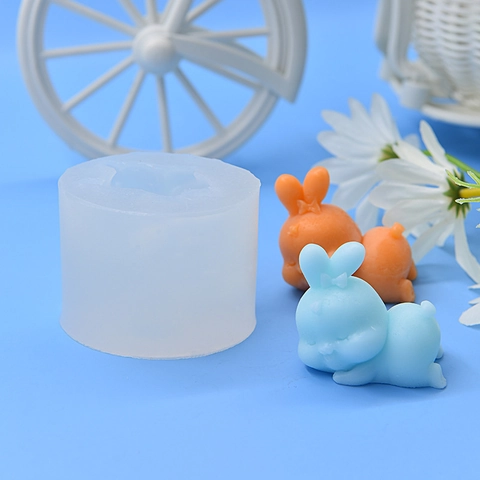Süße Hasen Silikonform 3D Tier DIY Aroma Kerze Kuchen Mousse Backen Gips Ornament Handgemachte Seife Basteln