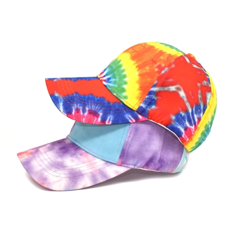 Tie-Dye Baseball Cap Cotton Sun Protection Outdoor Summer Curved Brim Adjustable Colorful Graffiti Hat For Men Women