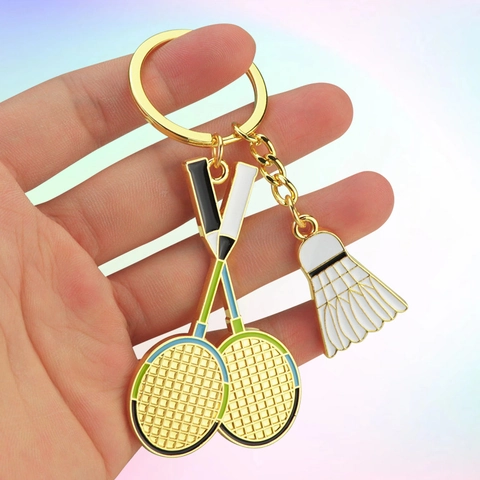 Sports Theme Keychain Zinc Alloy Mini Badminton Racket Shuttlecock Table Tennis Pickleball For Bag Charm Souvenir Gift
