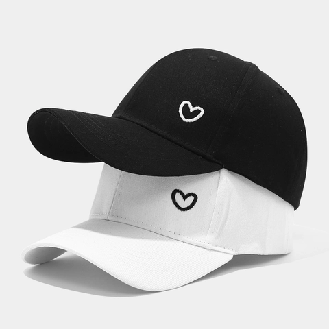 Cotton Baseball Cap With Side Heart Embroidery Adjustable Metal Buckle Outdoor Sun Protection Casual Fashion Hat
