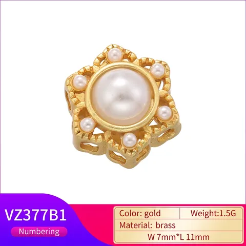 Baroque Brass Spacer Beads Cubic Zirconia Artificial Pearl Hollow Star Wheel Shape For DIY Jewelry Making Vintage Charms