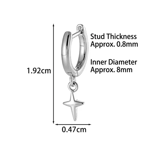 Orecchino Cerchio Con Pendente Stella Rame Zircone Lucidato Piercing Cartilagine Gioielli Minimalista Piccolo Liscio