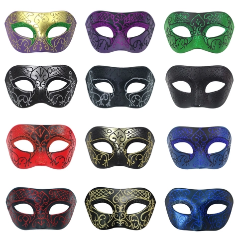 Maschera Da Mascherata Veneziana Mezza Faccia Plastica Glitter Dipinta Vintage Costume Da Festa Per Halloween Carnevale