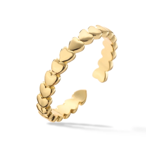 Herzring Kupfer Zirkonia Verstellbarer Offener Finger Schmuck Minimalistischer Luxusstil Für Frauen Hohlherz