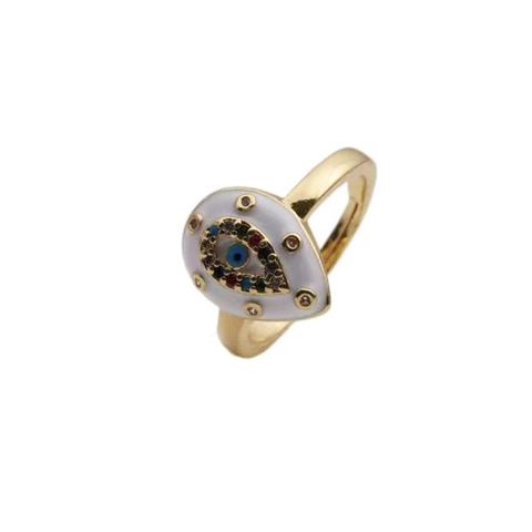 Anello Regolabile Malocchio Rame Zircone Goccia Smalto Boho Gioielli Di Moda Per Donna