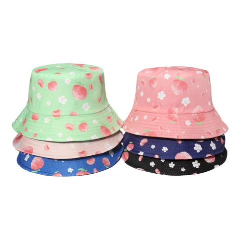 Polyester Fischerhut Frucht Blumenmuster Sonnenschutz Lässig Süß Outdoor Damen Sommer Studenten Hut