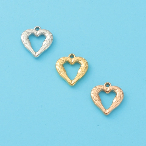 Dijes De Corazón Hueco Ala De Ángel Colgantes De Acero Inoxidable 304 Para Hacer Joyas De Bricolage Accesorios