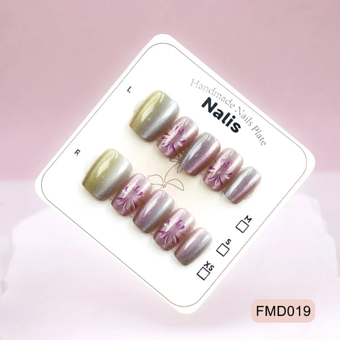 Unghie Finte Fatte A Mano Sfumatura Occhio Di Gatto Design Minimalista Elegante Unghie Artificiali Quadrate Nail Art