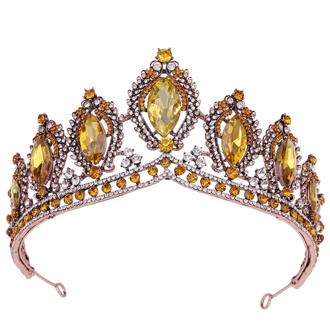 Corona Barocca Tiara Vintage Lega Strass Cristallo Lusso Sposa Matrimonio Festa Compleanno Copricapo Per Donne