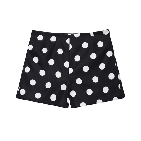 Polka Dot High Waist Wide Leg Shorts Women Casual Sweet Retro Style Polyester Bottoms With Side Invisible Zipper