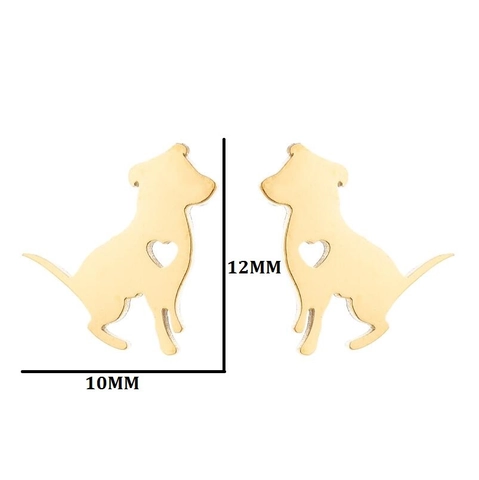 Minimalist Stainless Steel Dog Stud Earrings Cute Puppy Heart Cutout Animal Jewelry For Women Girls Fashion Accessory